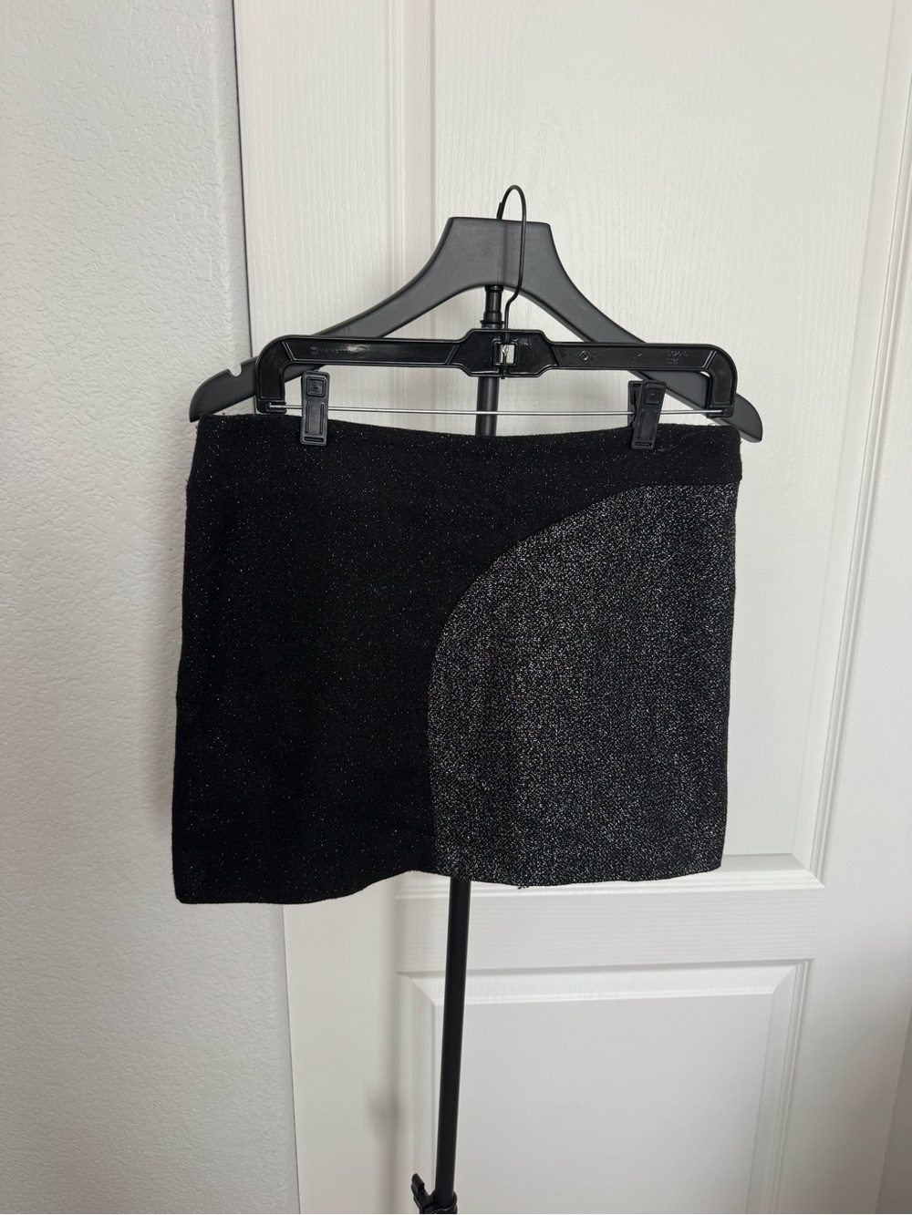 Yoana Baraschi Black Glitter Contrast Mini Skirt